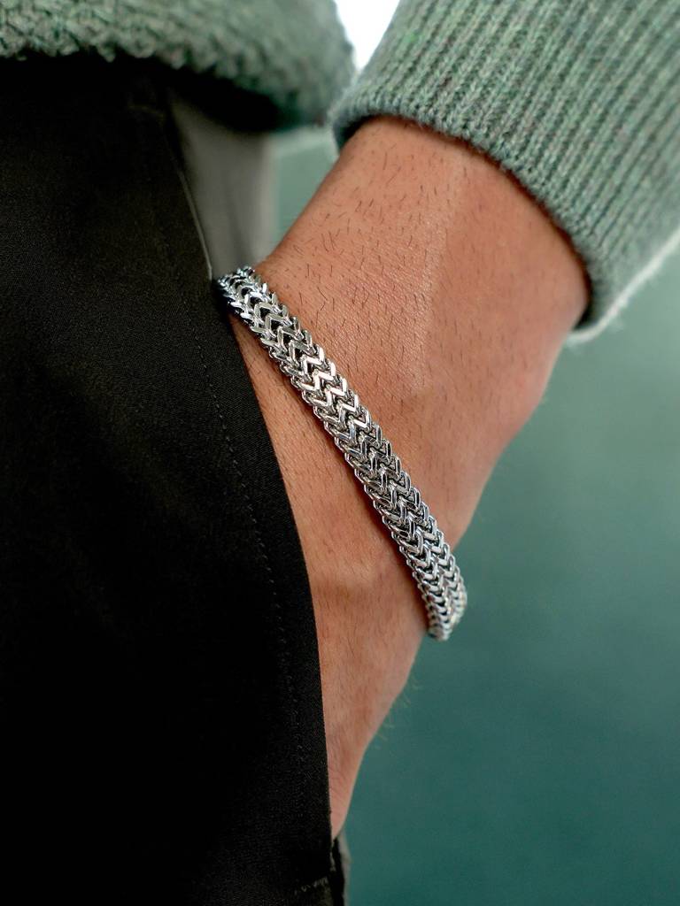 Men'S The Sleek-Mesh Chain Bracelet - Metallic Silver : FABR1326
