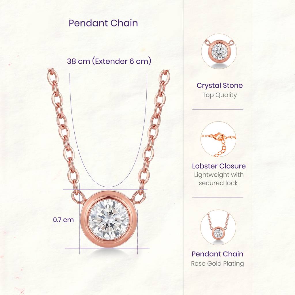 Crystal Studded Pendant Chain Necklace Fashion Jewellery For Women & Girls : PX9P83C