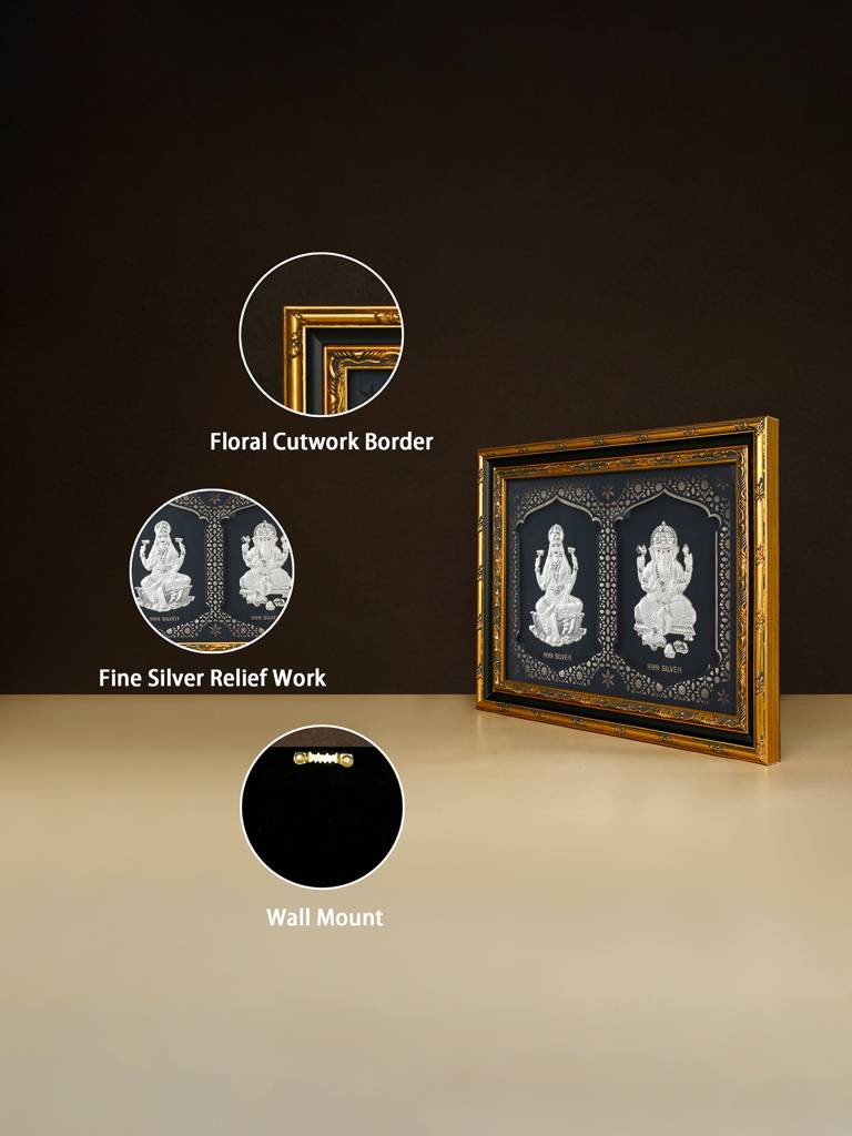 Pure 999 Silver Lakshmi Ganesh Wall Art : CPGFT339