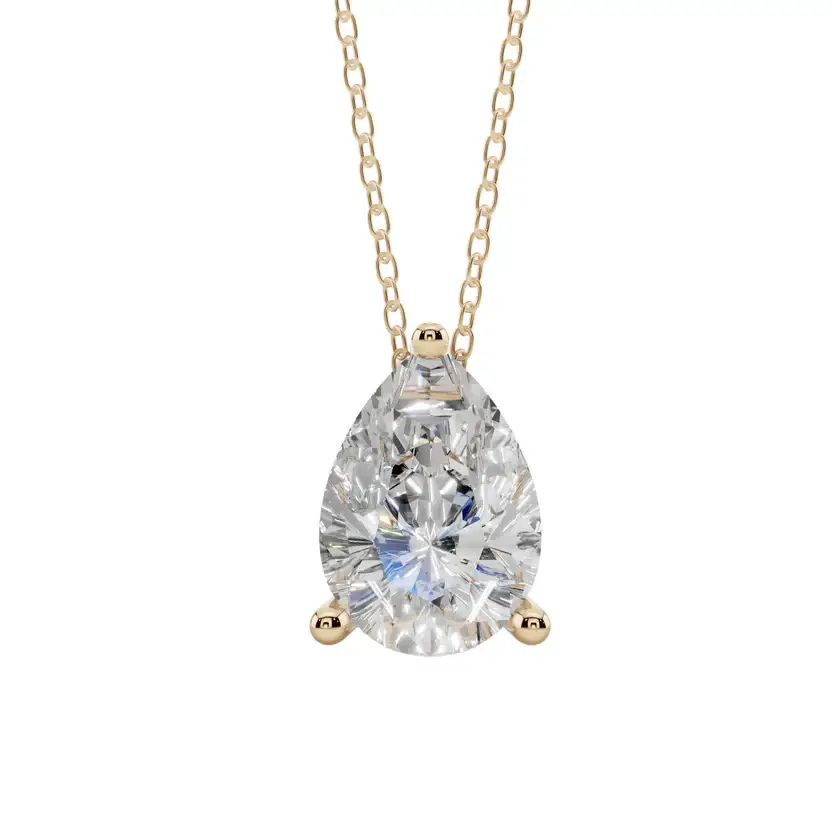 Chic Pear Solitaire Semi Silver Pendant Necklace : VST-PER-10-SM-G-C