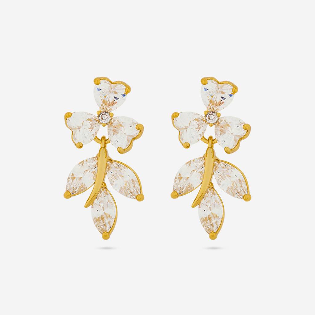 White Gold - Plated Casual Wear Trendy Zircon Earring - 460396 : 460396