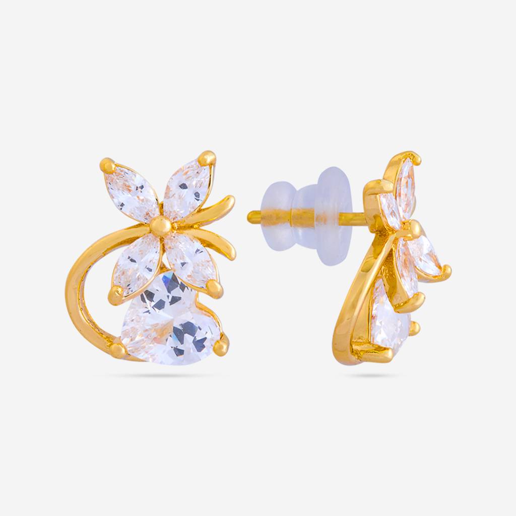 White - Plated Casual Wear Trendy Zircon Earring - 467003 : 467003