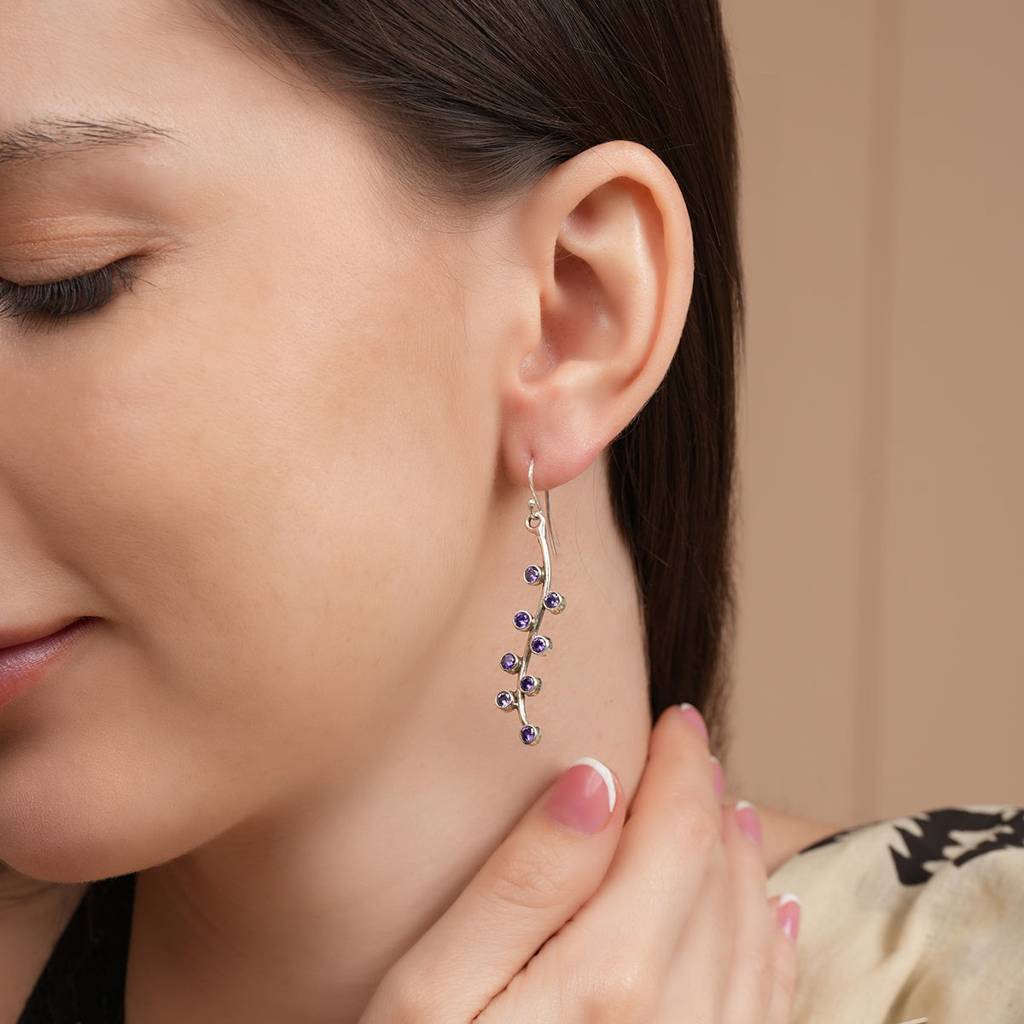 Wave Silver Drop Earrings : SSE939