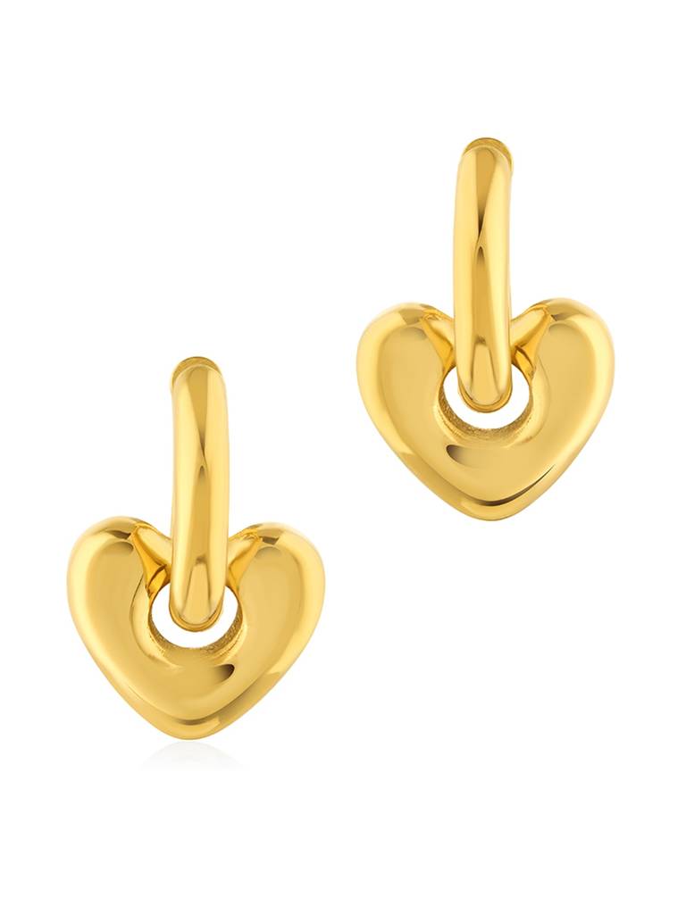 18K Gold Plated Link Heart Earrings Stainless Steel Waterproof & Anti-Tarnish : E81SJSS0G