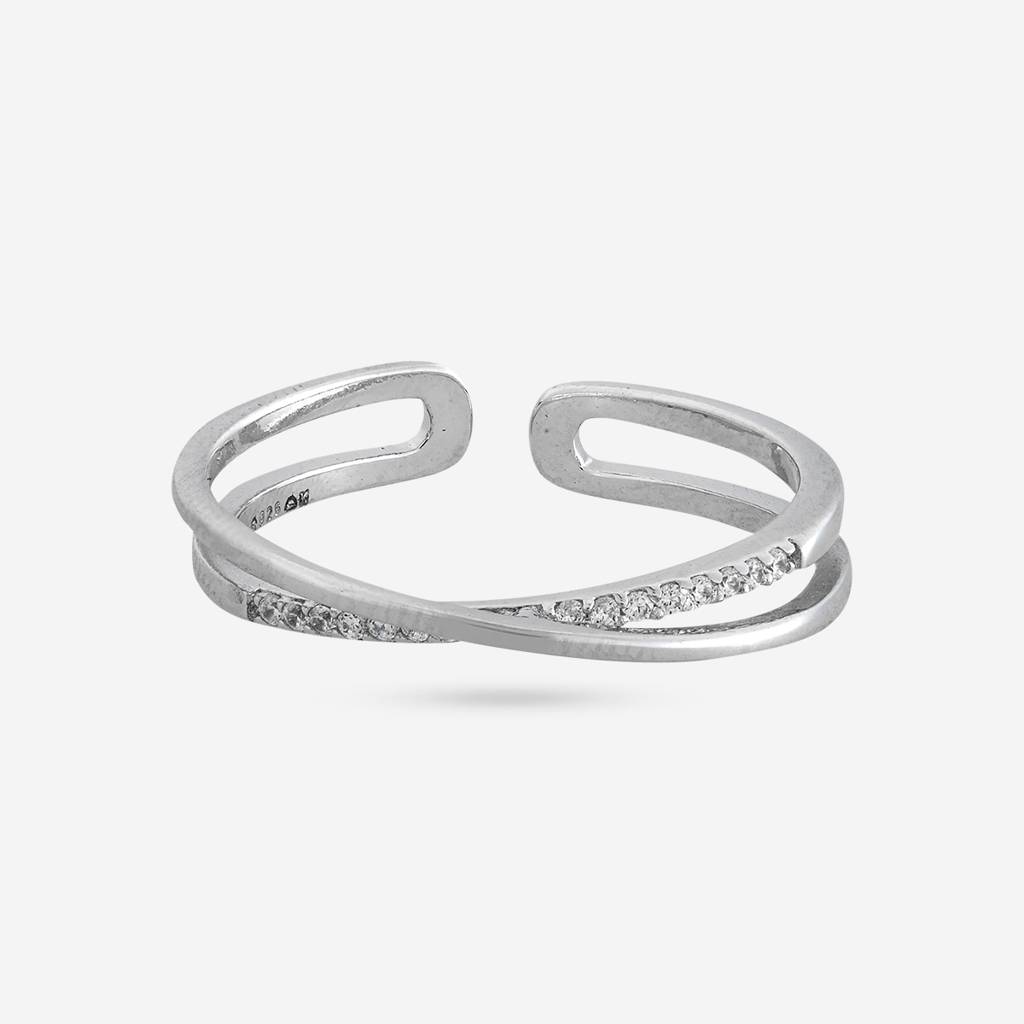 White Rodium Plated - Office Wear Silver Finger Ring - 466021 : 466021