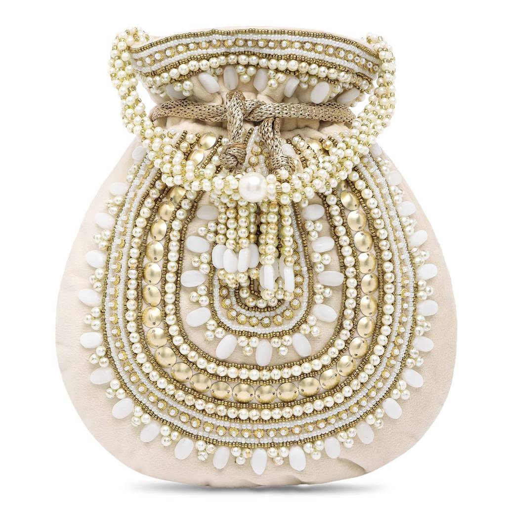 Potli Bags For Women Evening Bag Clutch Ethnic Bride Purse With Drawstring(P92Crm) : P92CRM