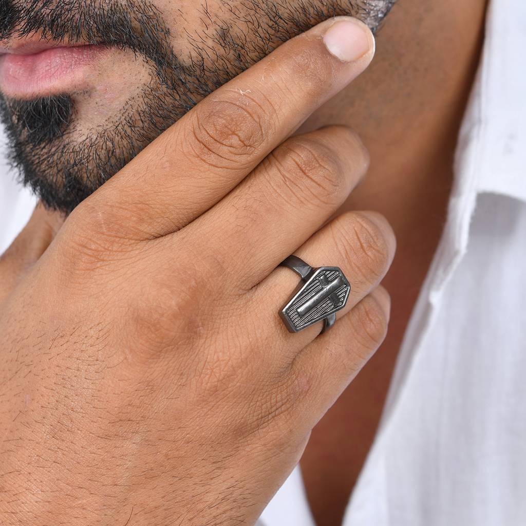 Eclipse Cross Black Adjustable Men’S Ring : 8905124565799