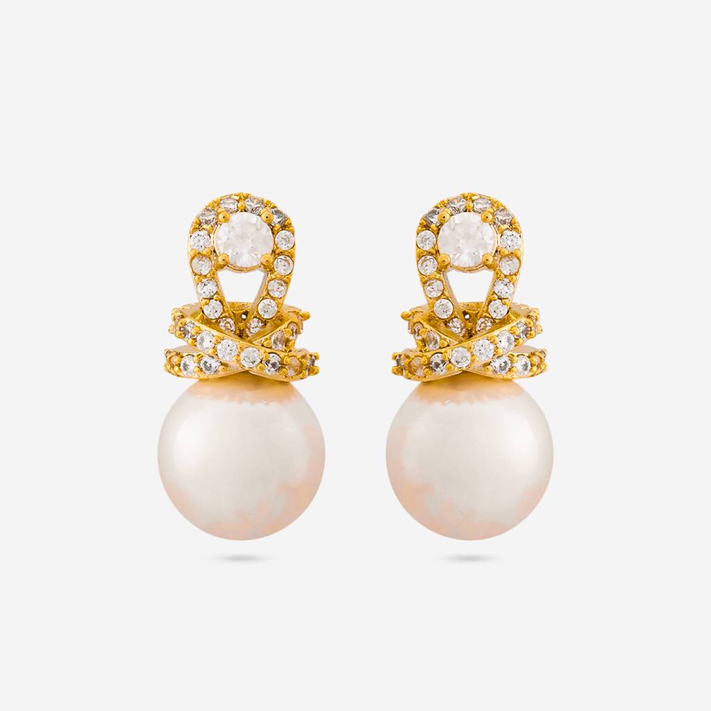 Pearl Gold - Plated Casual Wear Trendy Zircon Earring - 464680 : 464680