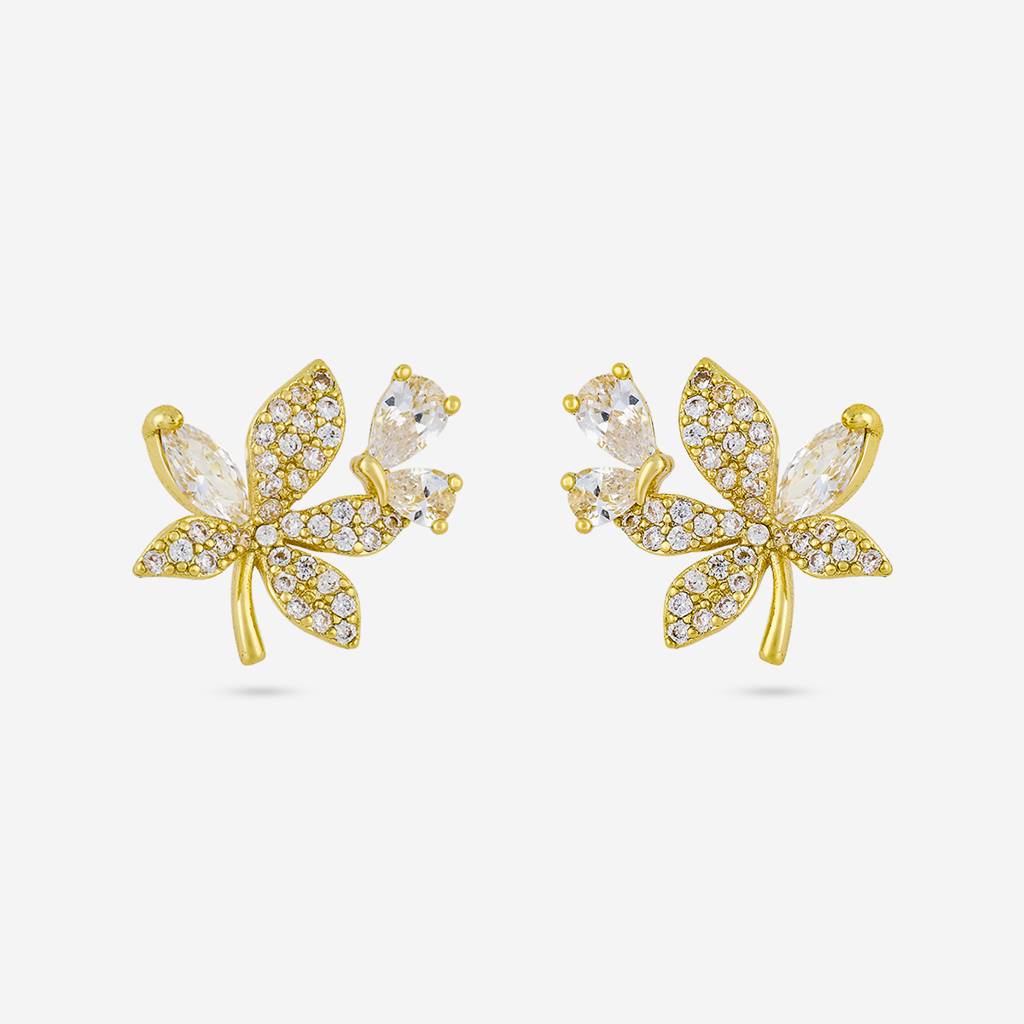 White Gold - Plated Casual Wear Trendy Zircon Earring - 460377 : 460377
