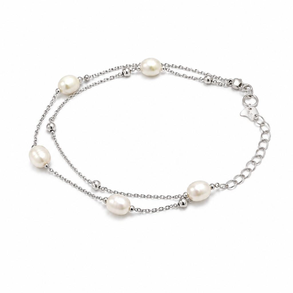 Pearl Drift Layered Bracelet : BS14970-S-WH