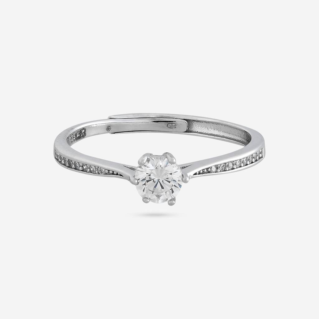 White Rodium Plated - Office Wear Silver Finger Ring - 466031 : 466031