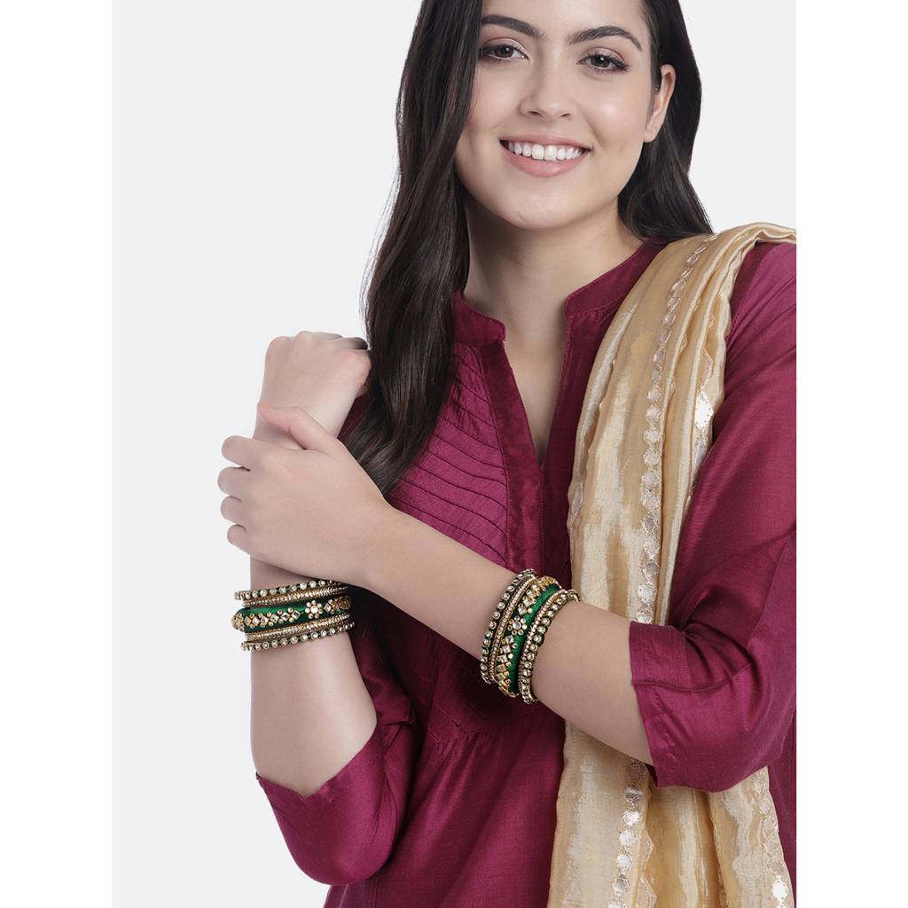 Peora Velvet Matching Fancy Silk Thread Chuda Bangle Set Navratri Gift For Women : PF51B46DGW