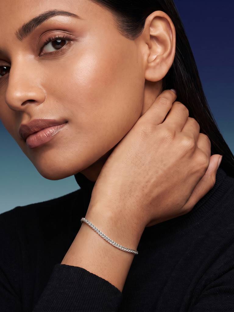 925 Silver Wheat Chain Bracelet : CVGB252