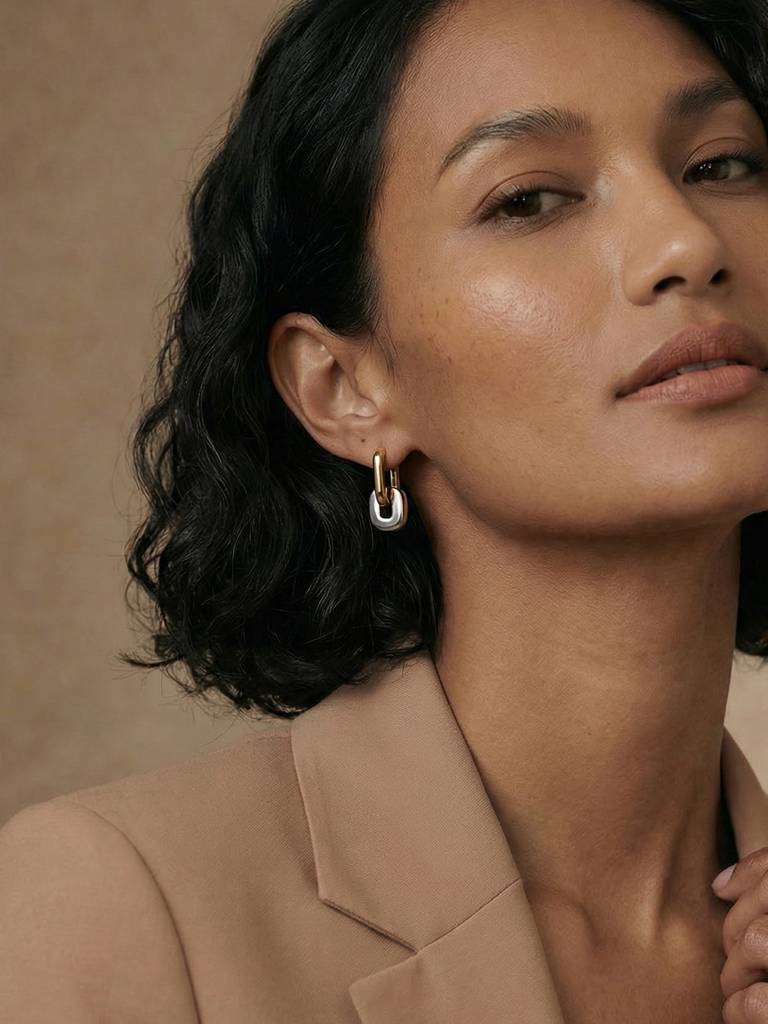 Cube Linked Drop Earring For Women - Waterproof & Anti-Tarnish : ER0258