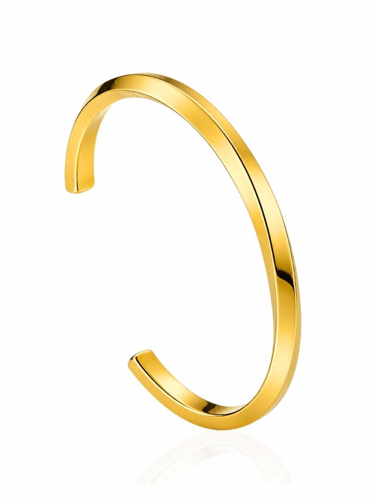 18K Gold Plated Stainless Steel Waterproof & Anti-Tarnish Sculpt Line Cuff : B70SJSS0G