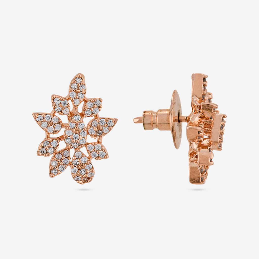 White Rose Gold - Plated Casual Wear Zircon Earring - 467460 : 467460