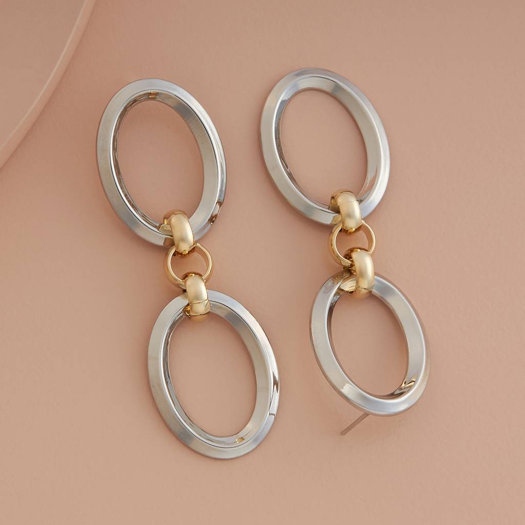 Rhodium-Gold - Plated Casual Wear Trendy Earring - 439089 : 439089