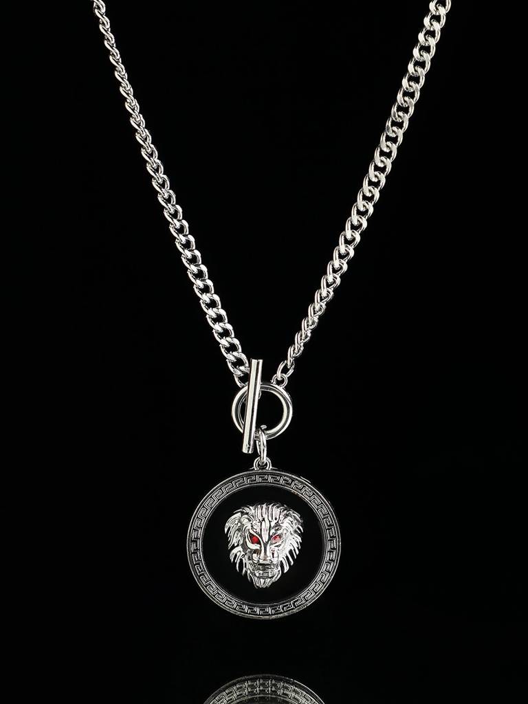 Men'S Lion Pendant Necklace - Silver : FAPD1094