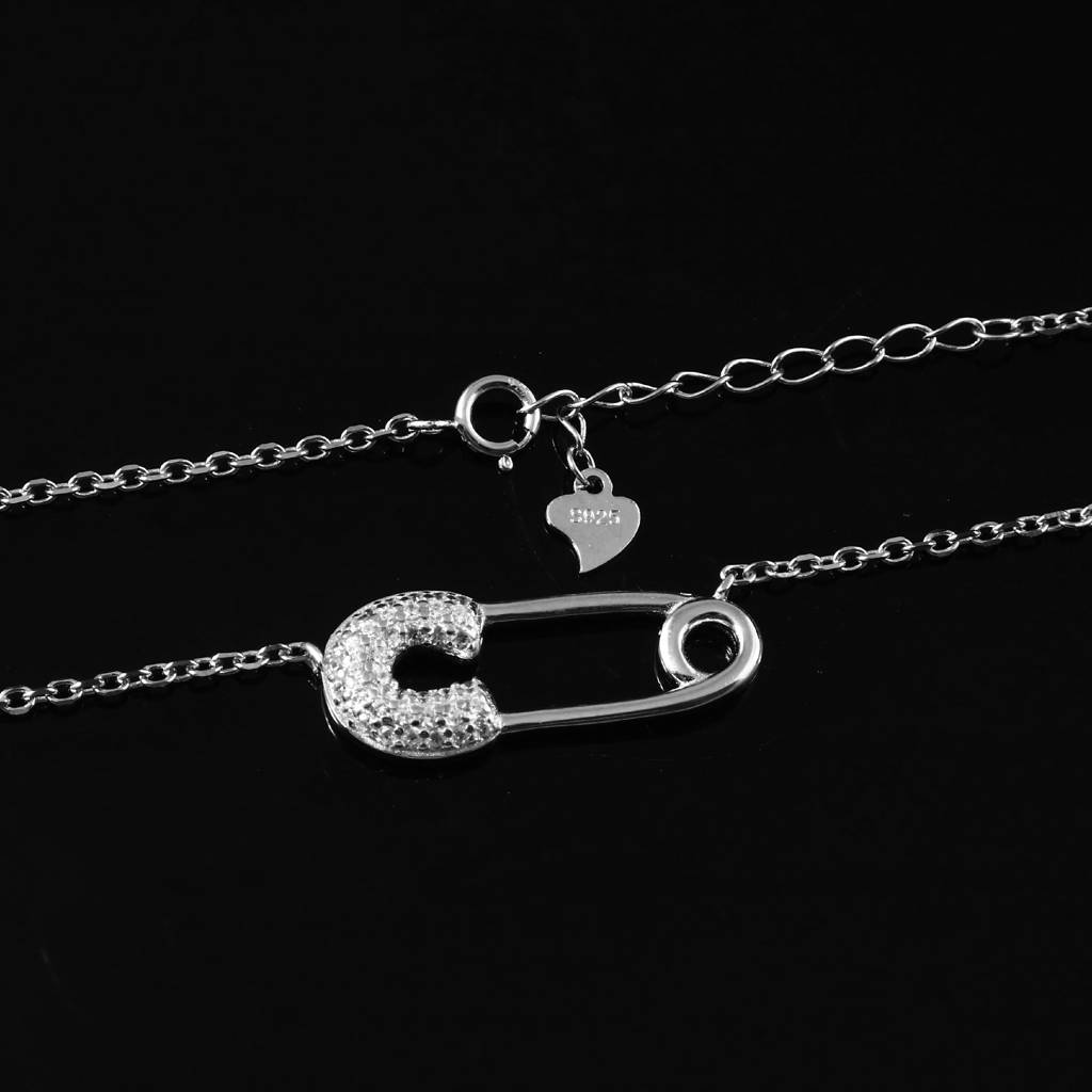 925 Silver Safety Pin Pendant Necklace : ZIRAK-Pendant-053