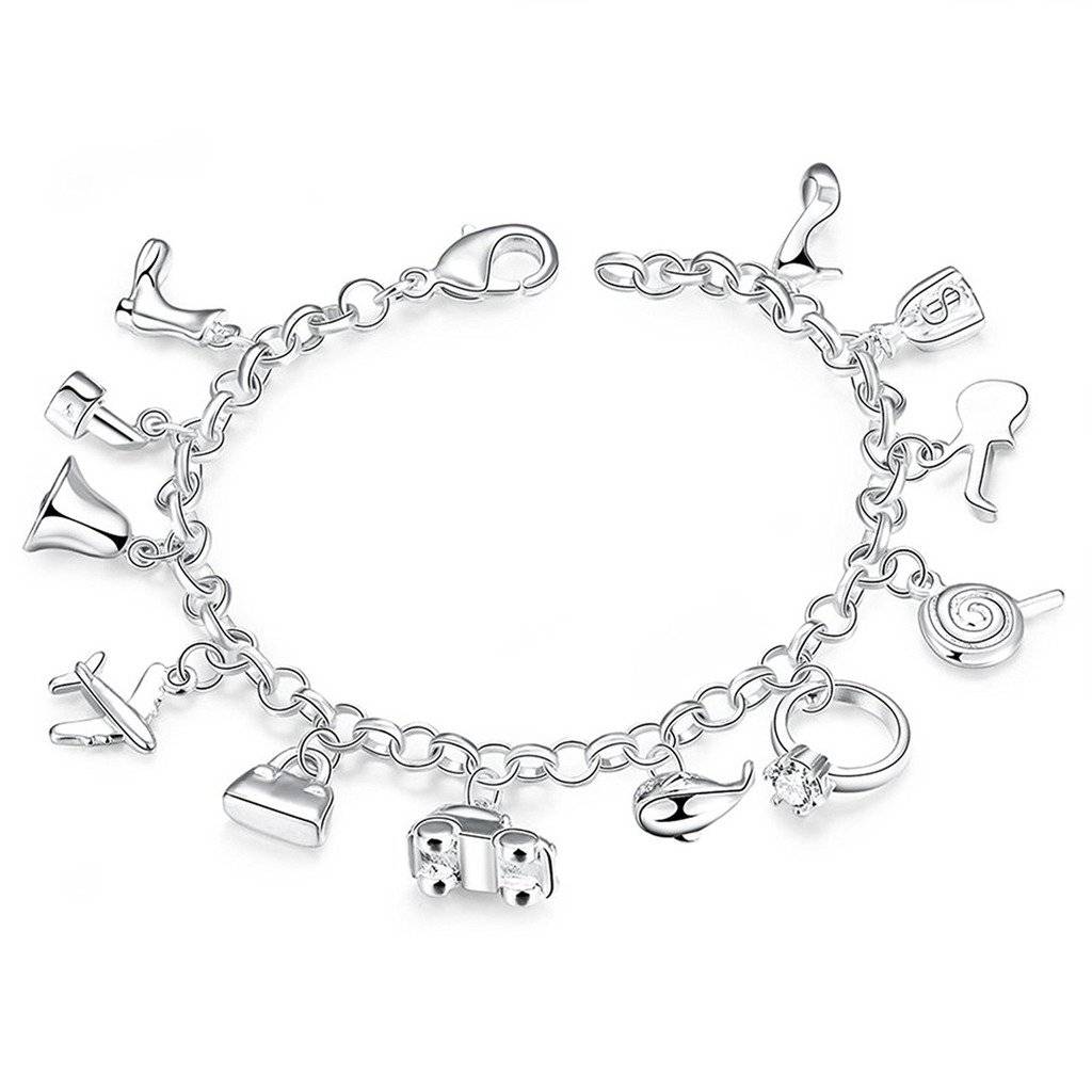 Jolly Charms 925 Sterling Silver Plated Charm Bracelet For Girls & Women : PX8B09