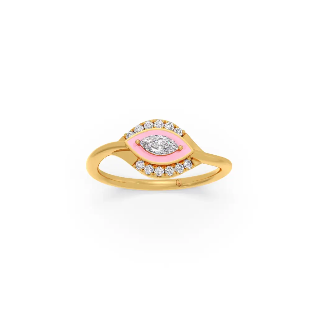 Cotton Candy Marquise And Round Diamond Ring : LJ-R00787-14YGLGD-10