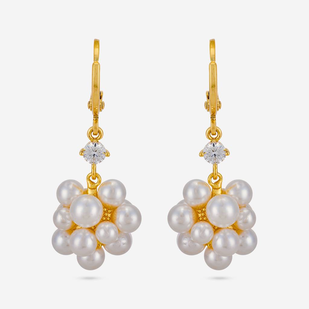 Pearl Gold - Plated Casual Wear Trendy Zircon Earring - 464587 : 464587