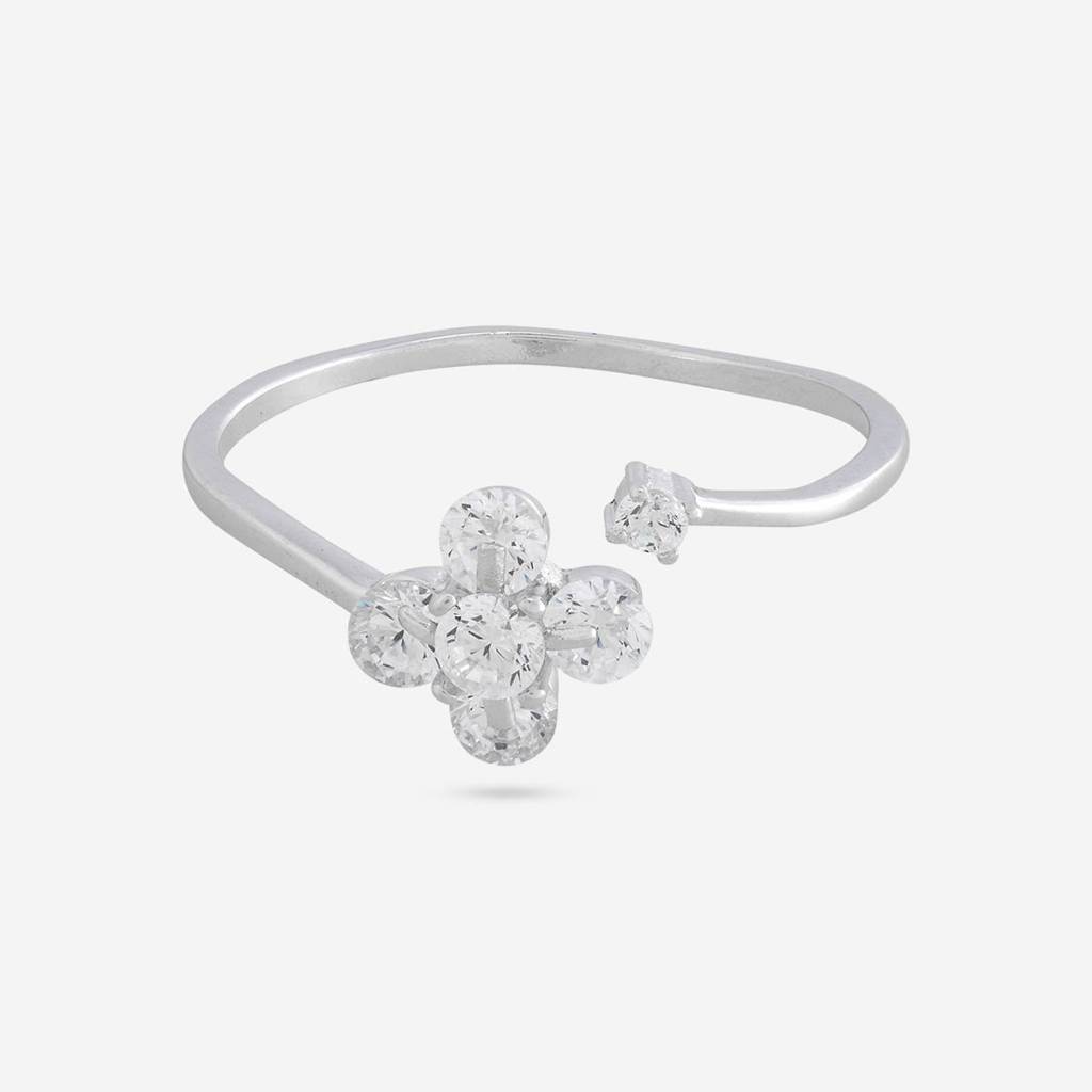 White Rodium Plated - Office Wear Silver Finger Ring - 466507 : 466507