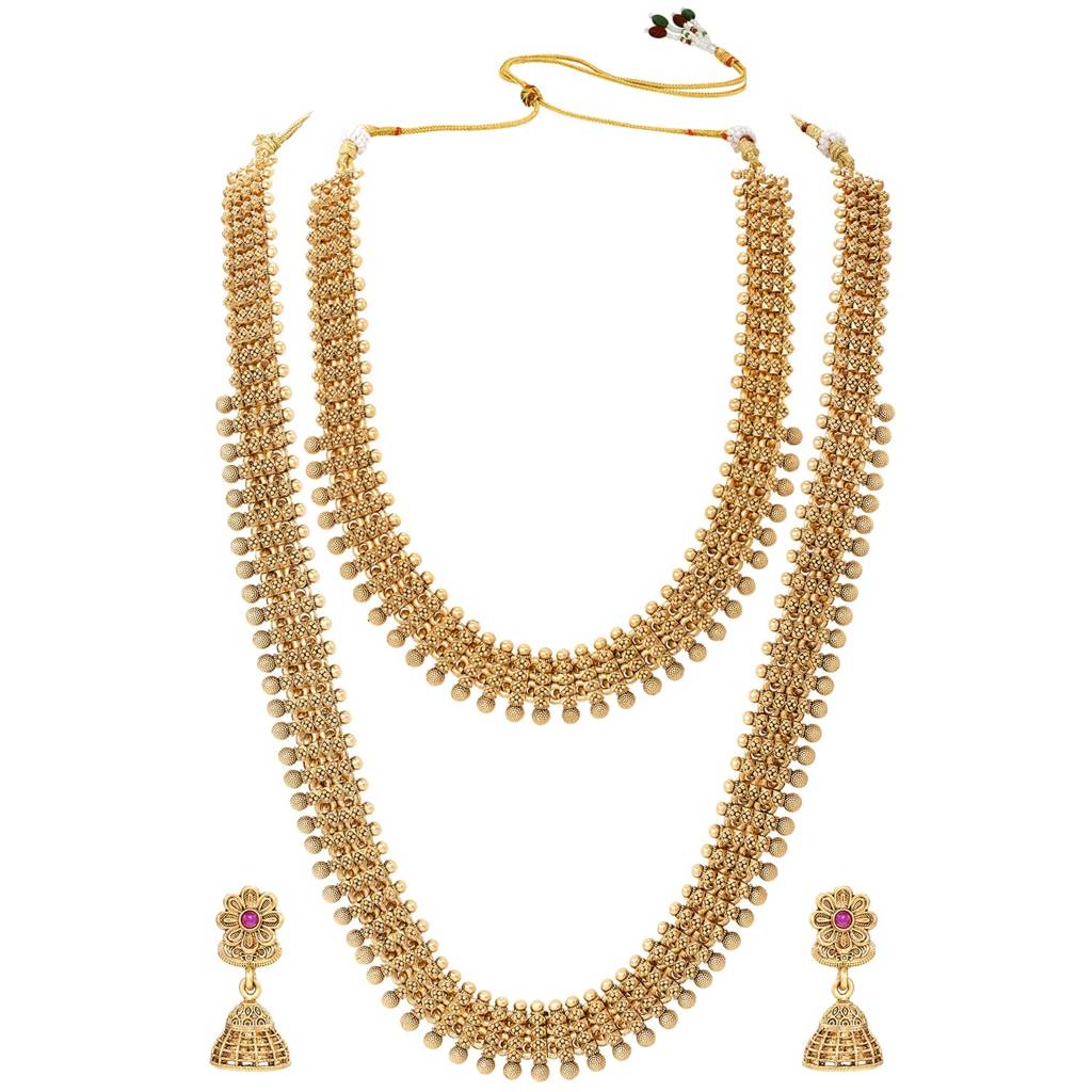 Traditional Gold Plated South Indian Bridal Jewellery Set For Women : PF109BR05GRP