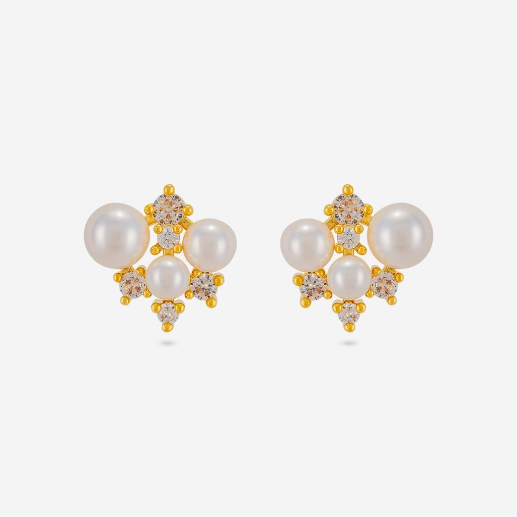 Pearl Gold - Plated Casual Wear Trendy Zircon Earring - 464643 : 464643