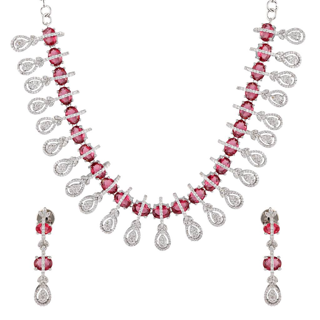Sparkling Essentials Rubelle American Diamond Necklace Set : 8905124561043