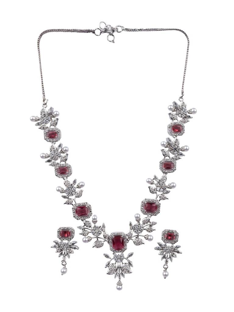 Statement Necklace Set : AD151RED