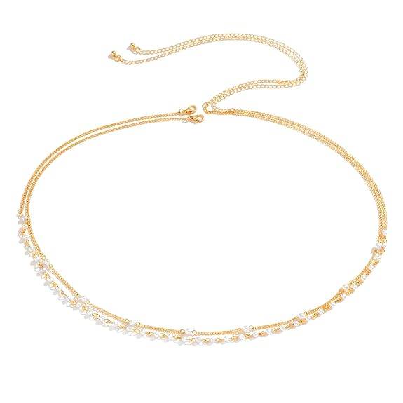 Gold Plated Beads Studded Belly Chain Kamarbandh Waist Chain Belt Body Chain Jewellery For Women & Girls : PX8BCH017