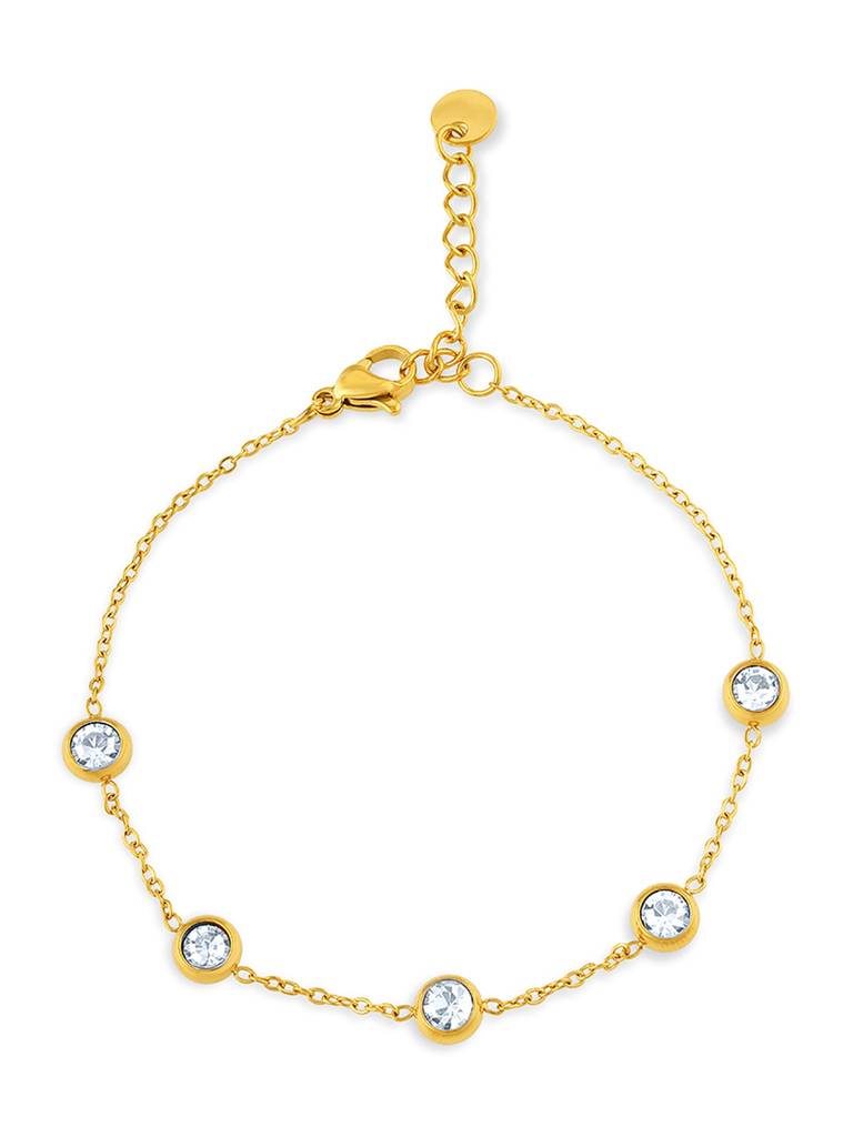 18K Gold Plated Bezel Chain Bracelet Stainless Steel Waterproof & Anti-Tarnish : B8ASSS0G
