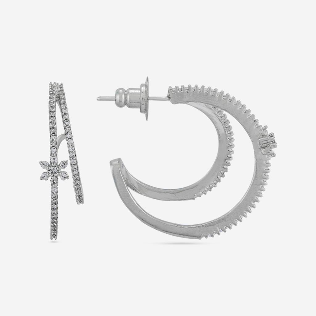 White - Plated Party Wear Zircon Earring - 467256 : 467256