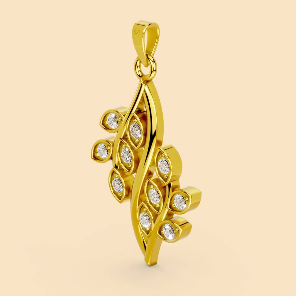 22K Gold Vermeil |Grove Pendant (Without Chain)| Pure 925 Sterling Silver With The Thickest Gold Layer : TSPN-GRO-22K-13049