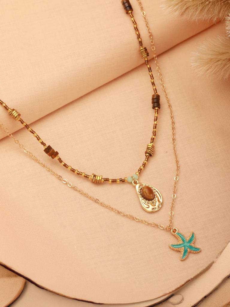 Island Bloom Layered Necklace : Z-NL-017