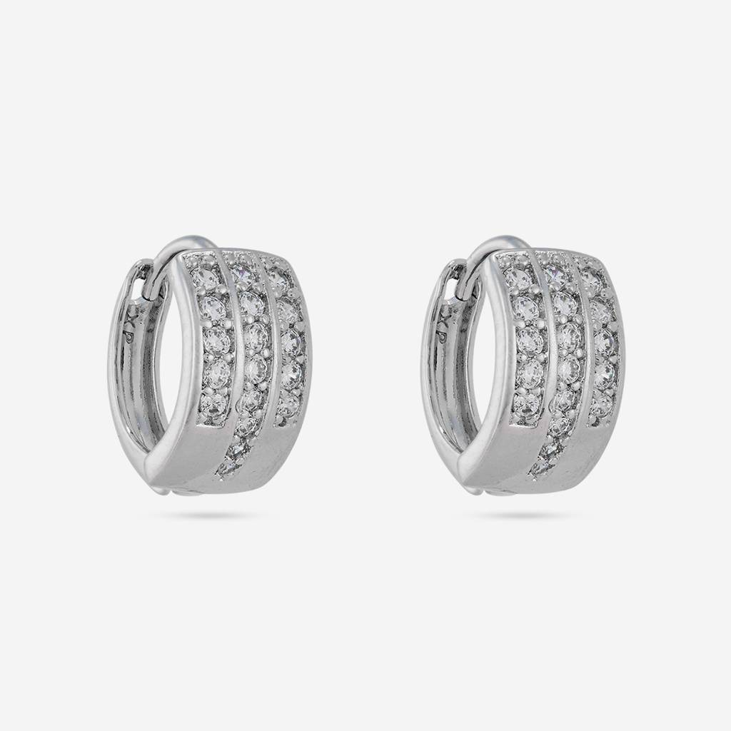White Rhodium - Plated Casual Wear Trendy Zircon Earring - 460450 : 460450