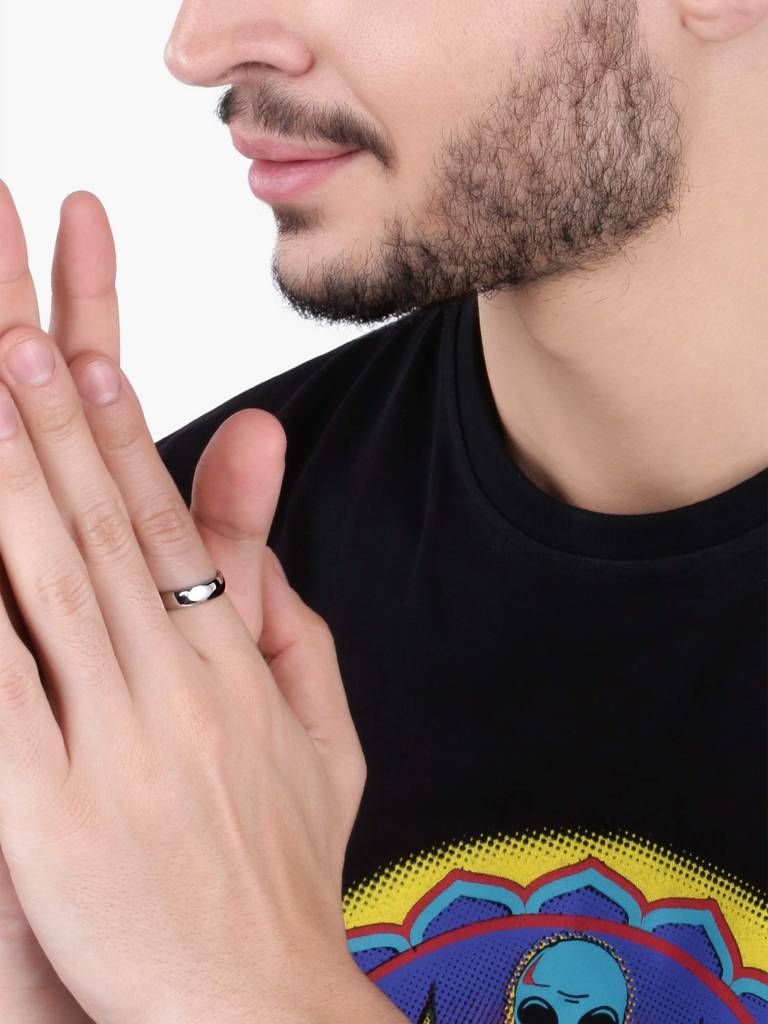 316L Stainless Steel Silver Plated Cz Band Ring For Men Size- Us 9, Gifts For Men : PX8R03-9