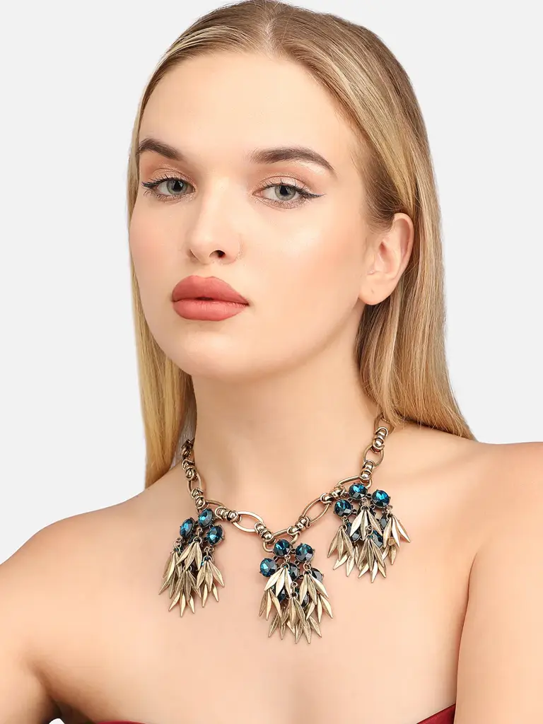Sunniva-Multicolour Designer Statement Stones Necklace : SOHNCK3583