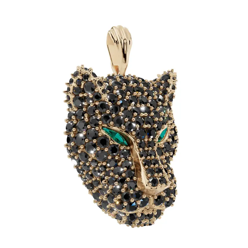 The Midnight Prowler Semi Silver Pendant Necklace : BLKPNTHR-SM-C-G