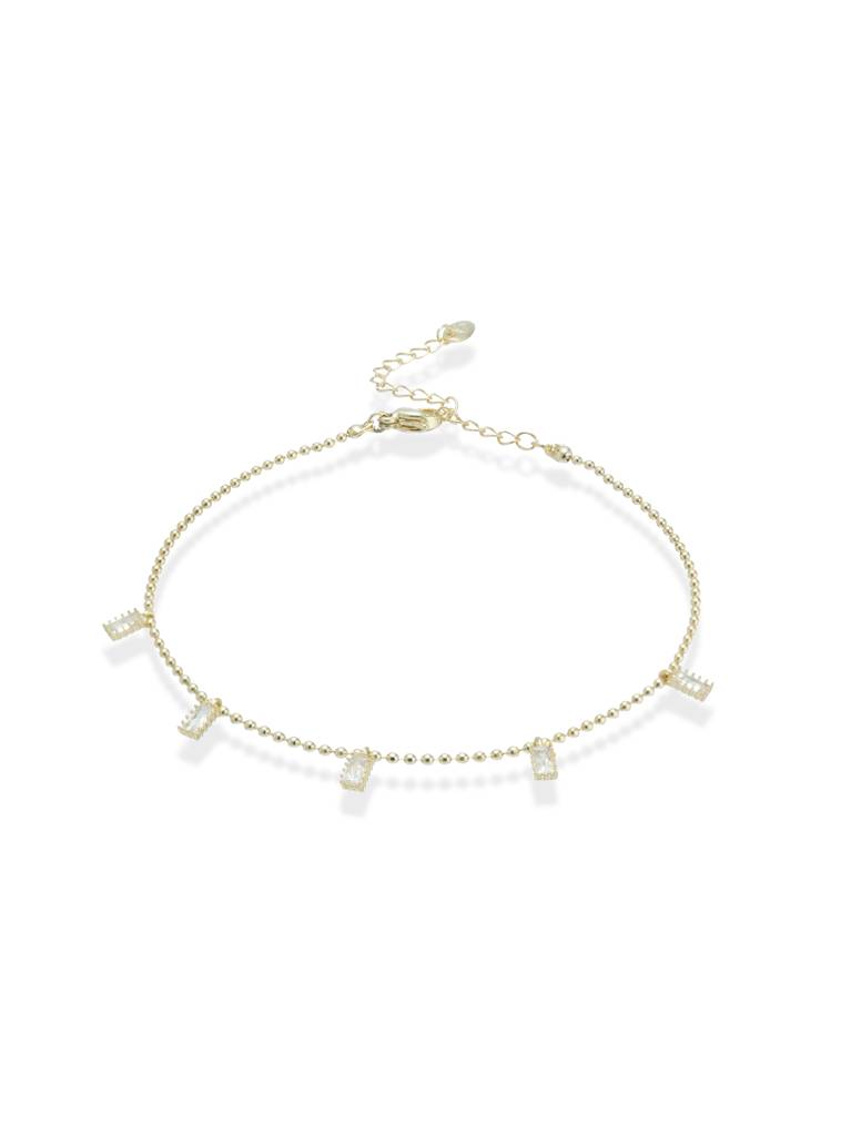 Alina – Gold Anklet With Baguette Drops : Z-ANK-G-05