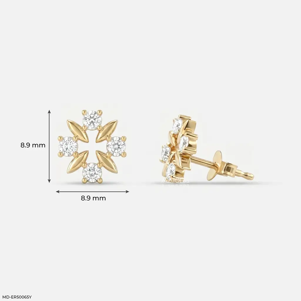 Stellar Open Heart 18K Yellow Gold-Plated 925 Silver Lab Diamond Studs : MD-ER50065Y