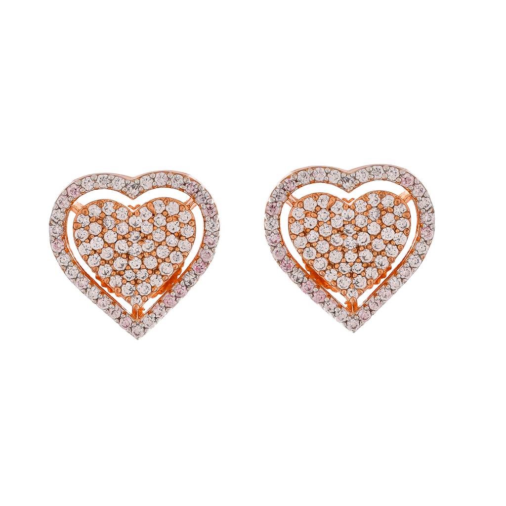 Sparkling Elegance Hearts Cz Stud Earrings : 8905124499117