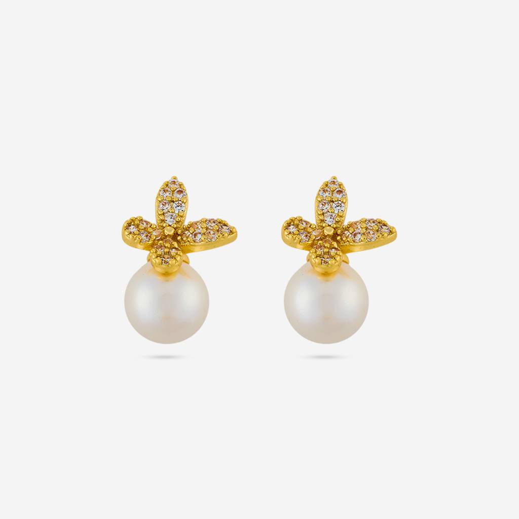 Pearl Gold - Plated Casual Wear Trendy Zircon Earring - 460168 : 460168