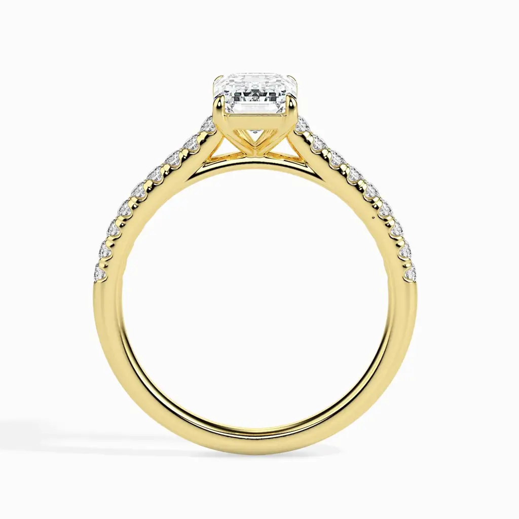 1 Carat Emerald Solitaire Ring In Diamond Band : 09kRoseZNR111F10