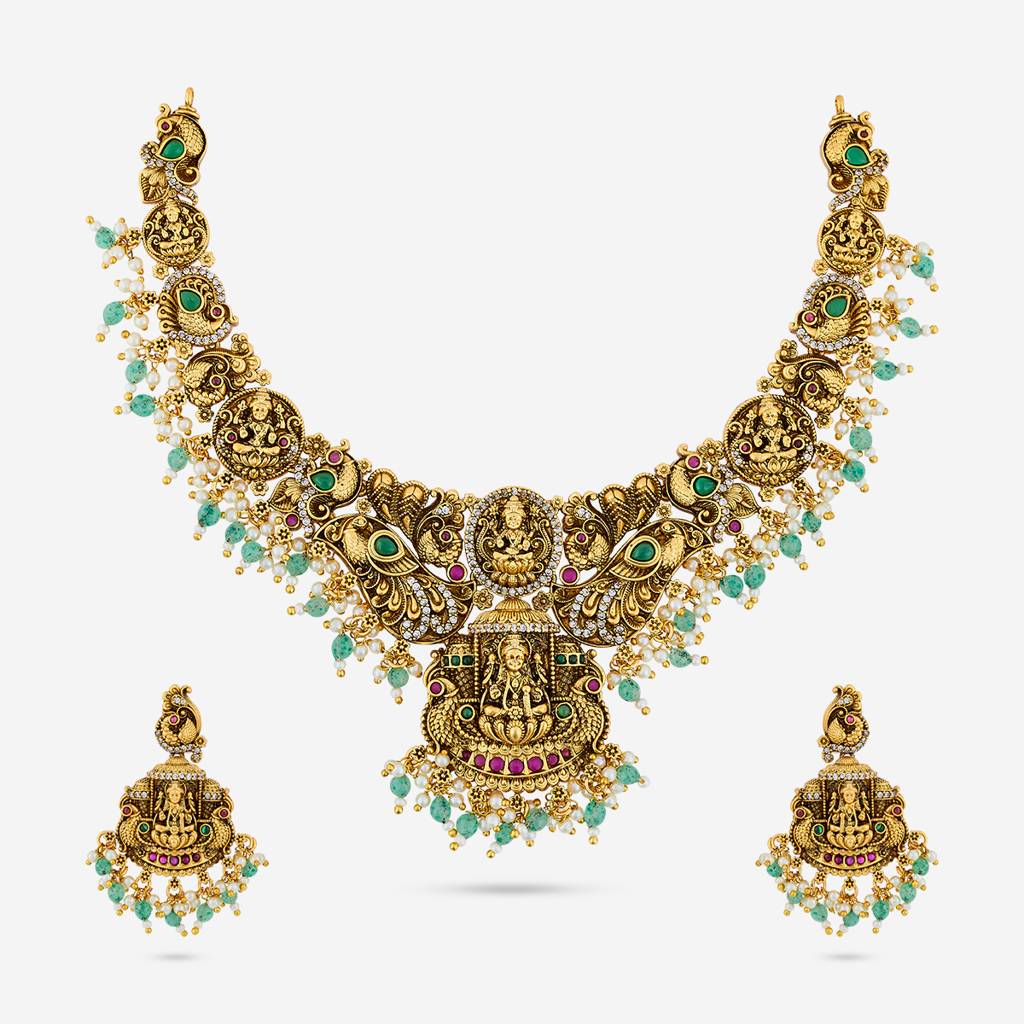 Ruby-Green Gold - Plated Bridesmaid Antique Necklace - 460806 : 460806