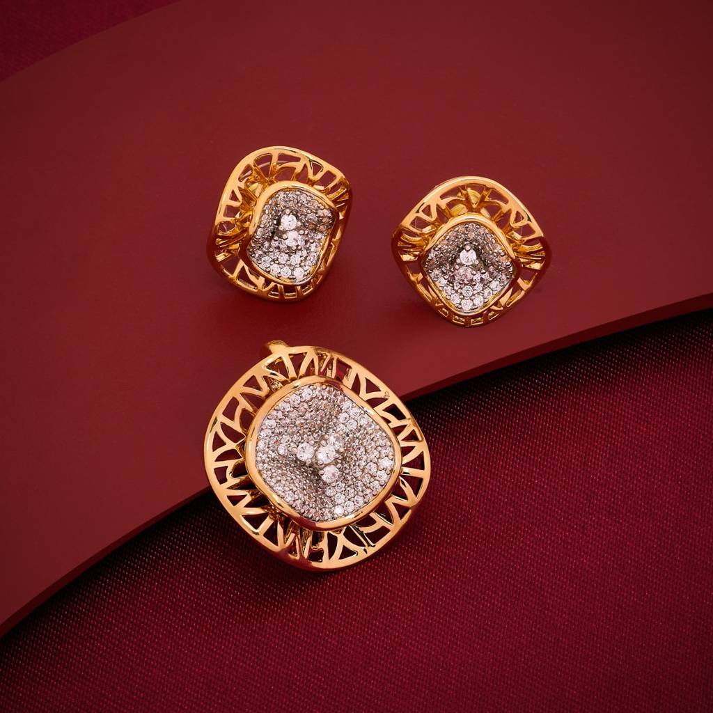 Party Wear Zircon Pendant Set - 462500 : 462500