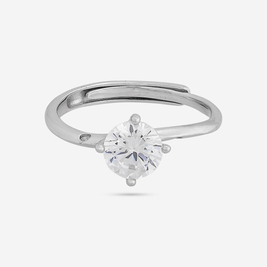 White - Plated Office Wear Silver Finger Ring - 453144 : 453145