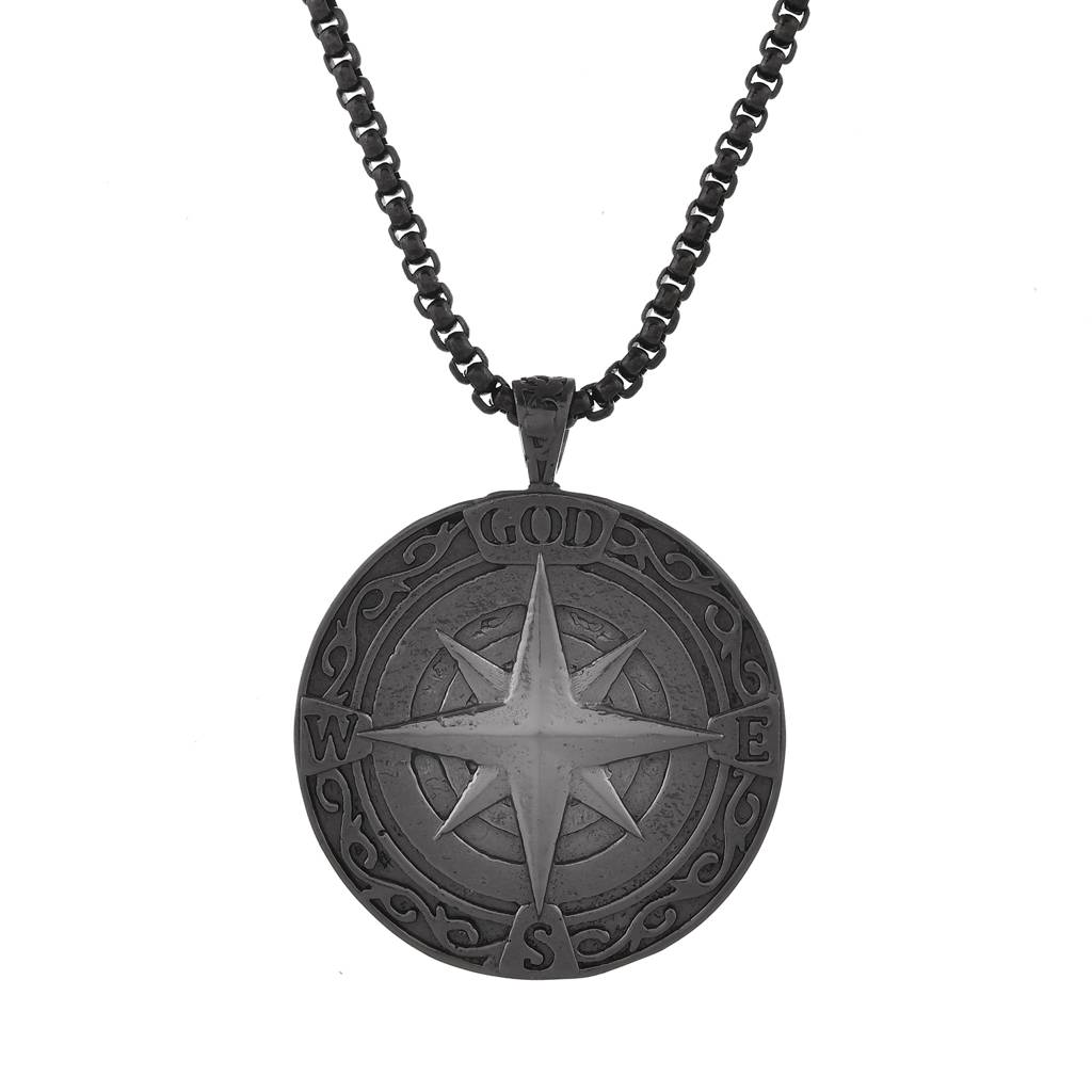 Eclipse Compass Black Mens Pendant : 8905124537635