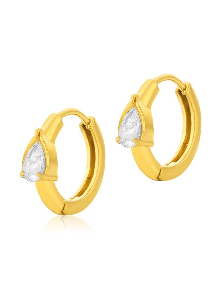 18K Gold Plated Dewlight Hoop Huggies Stainless Steel Waterproof & Anti-Tarnish : E39ASSS0G